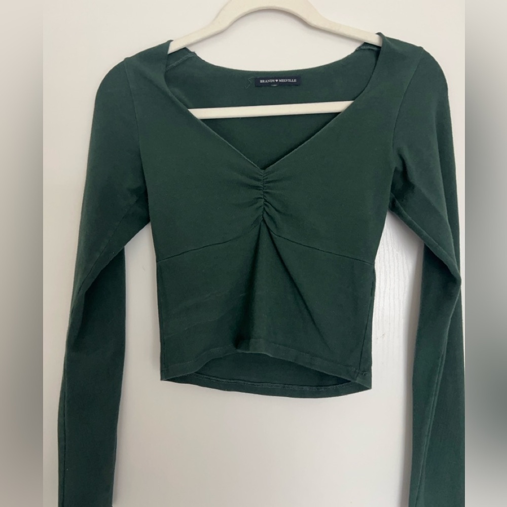 green long sleeve, brandy melville cropped shirt